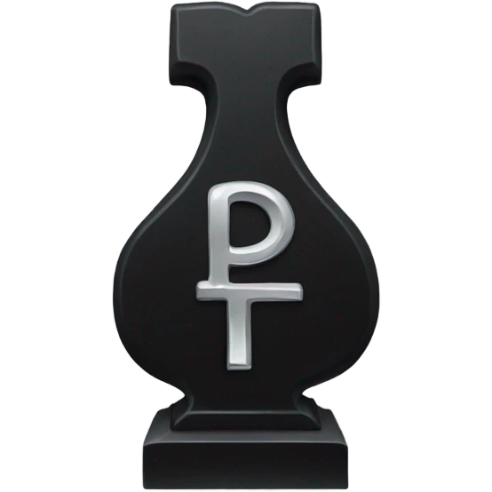 a black grave with the letters RIP on a silver  emoji