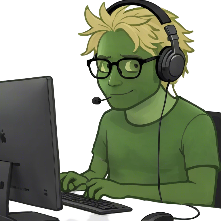 Man working at computer with blonde hair emoji