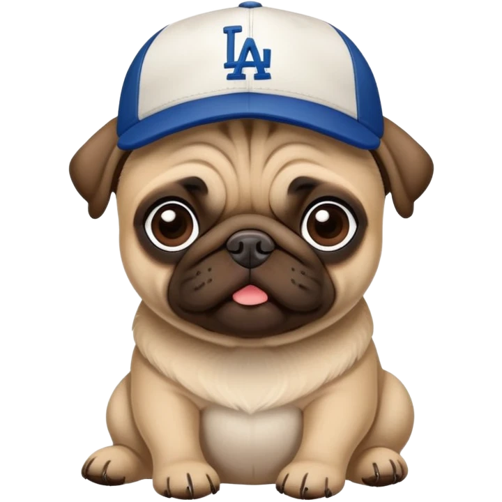 Pug with dodgers hat emoji