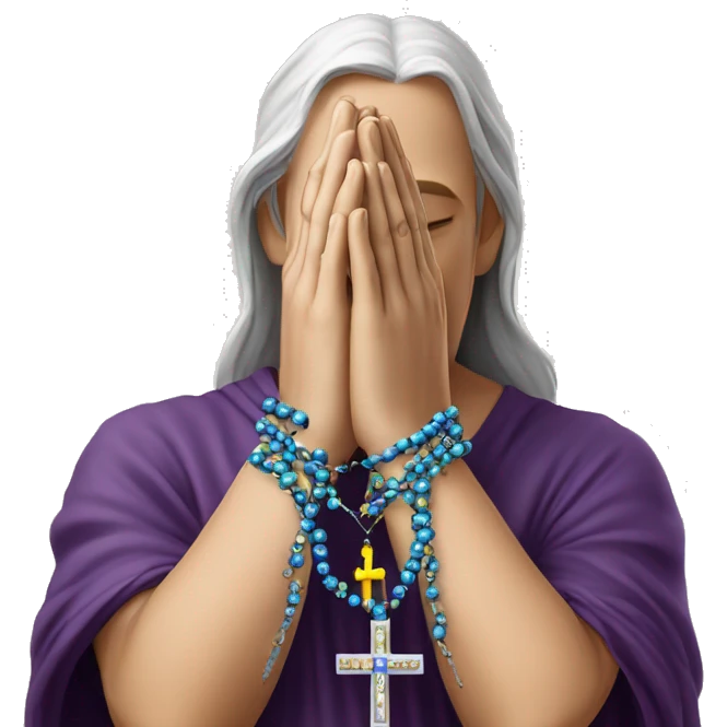 PRAYING HANDS WITH BEADED HOLY cross ROSARY WRAPPED AROUND HANDS  emoji