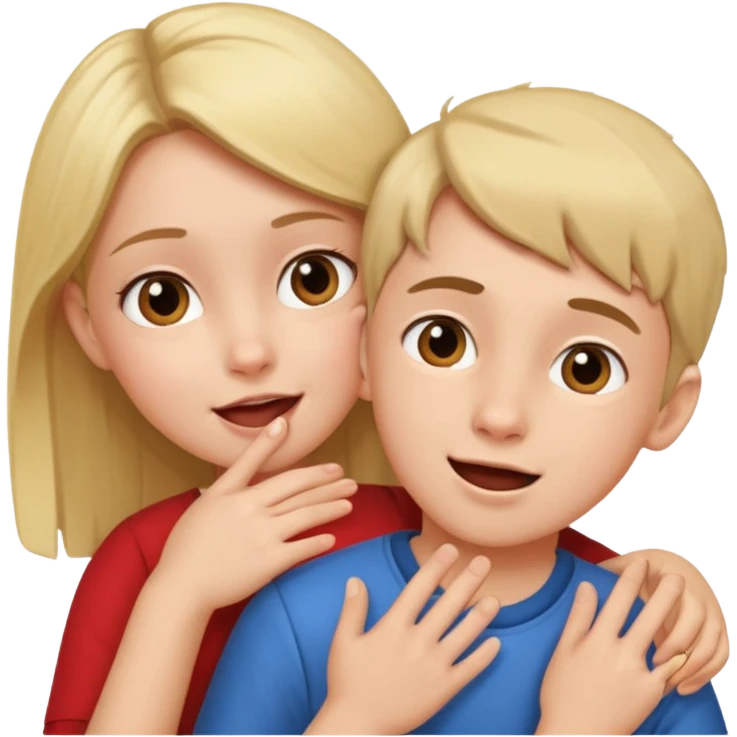 A girl holding an boys ear emoji
