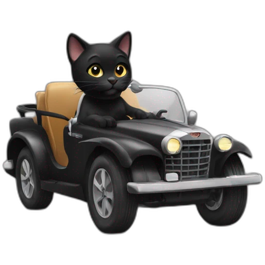 black cat riding car emoji