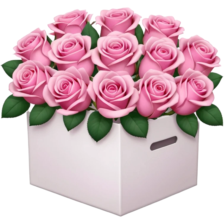 bouquet of pink 30 roses in a white box，no leaves emoji