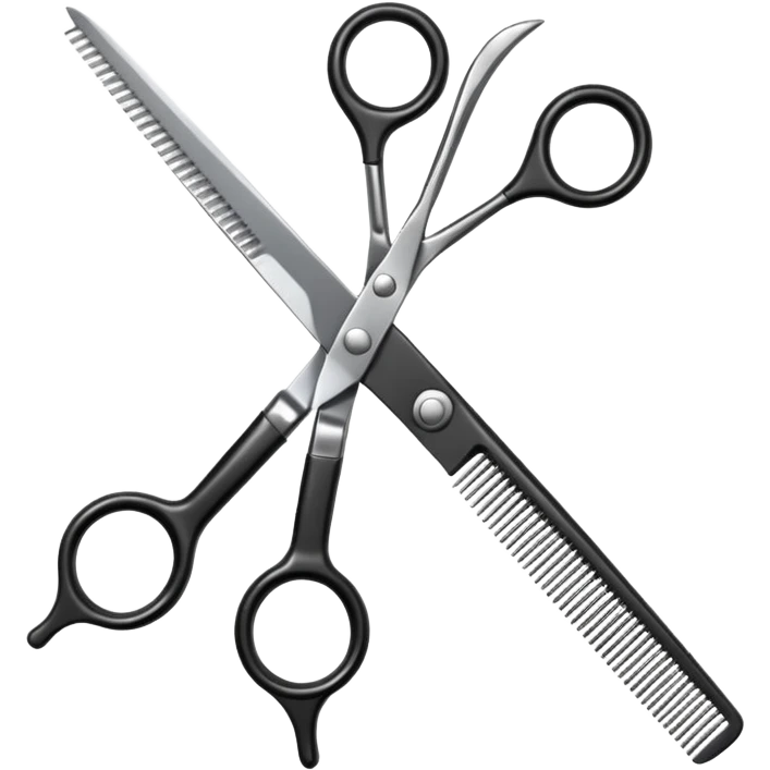 Make into an emoji with hair shears and a comb emoji