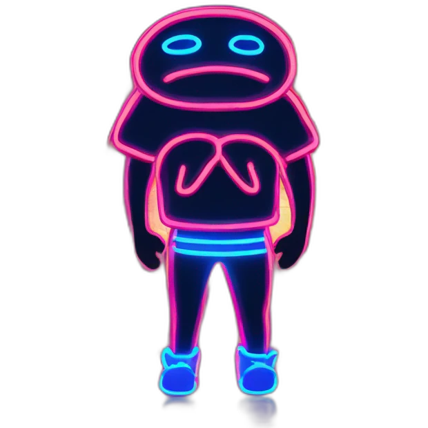 Juicy booty neon sign style man emoji