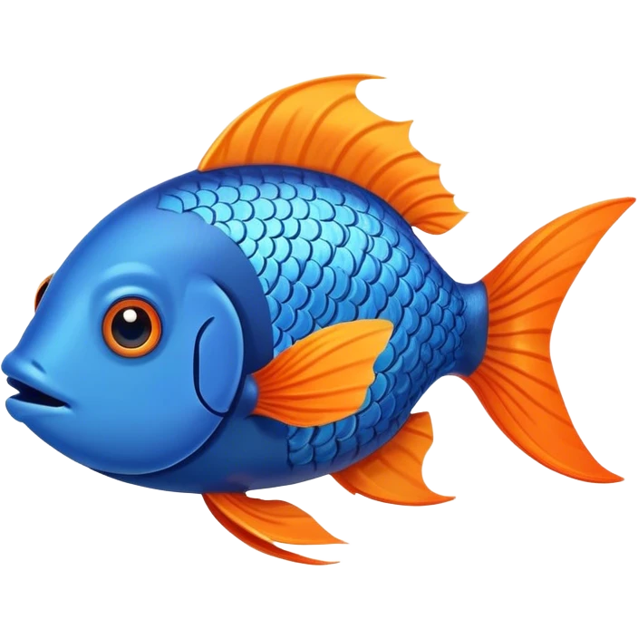 blue happy fish from the side looking right emoji
