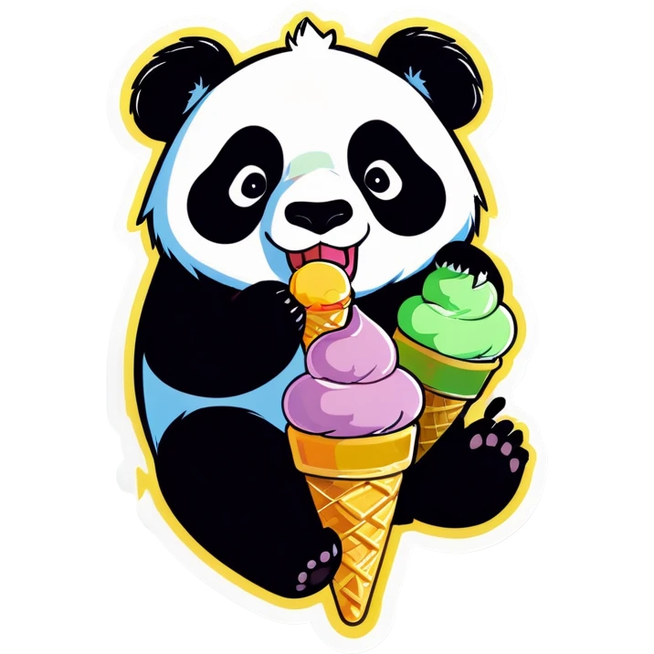 Panda eating ice cream emoji