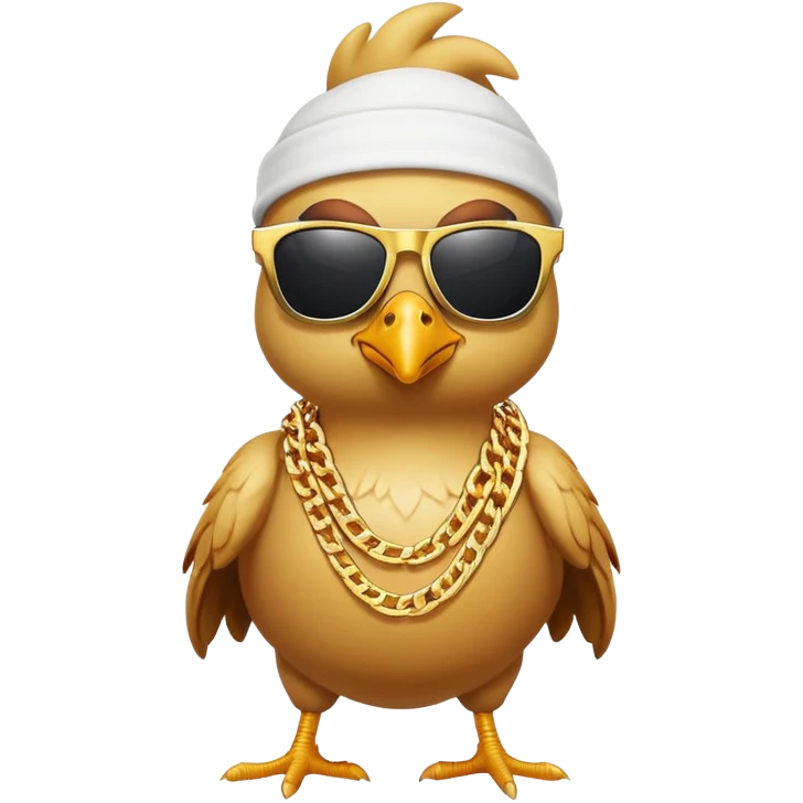 chicken gangster with sunglasses and gold chains emoji