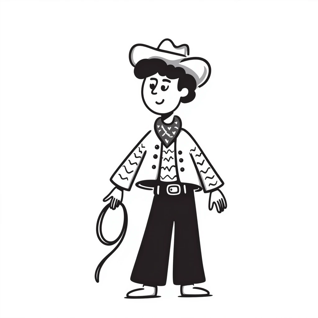 cowboy with hand drawn doodle style emoji