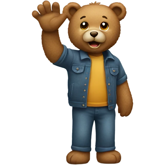 Teddy bear waving emoji