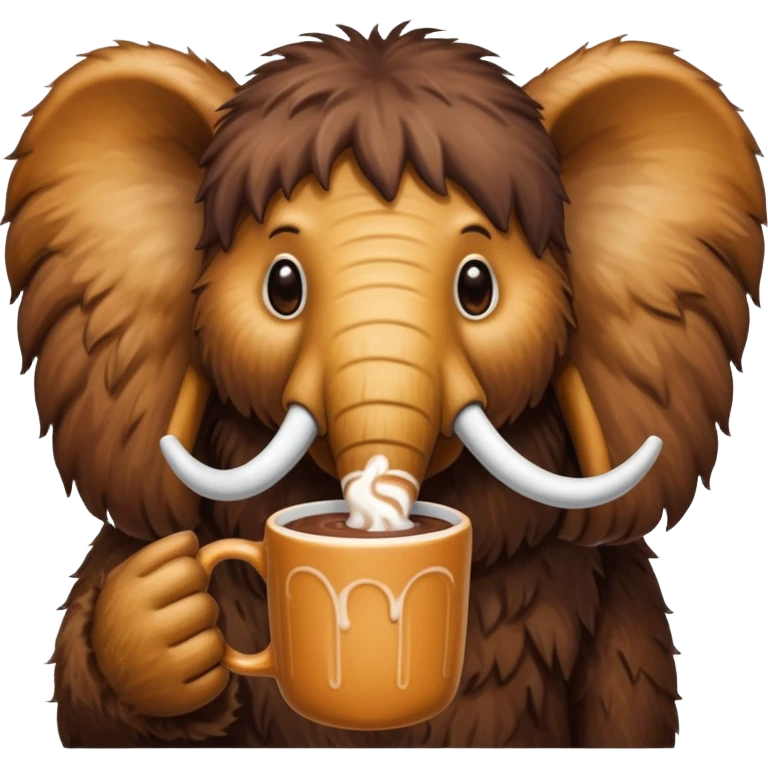 A mammoth who drinks a hot chocolate emoji