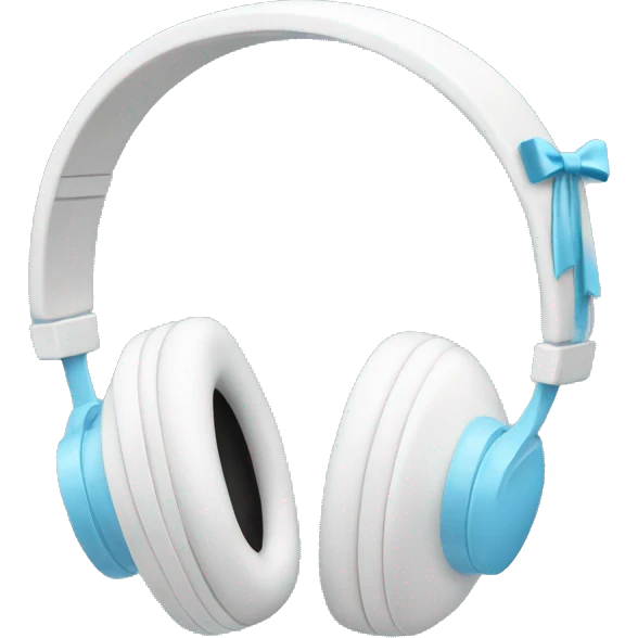 White headphones with light blue bows emoji