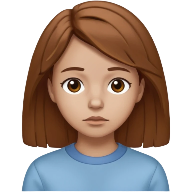 GloomyKassie with brown medium hair, light blue outfit, light skin emoji