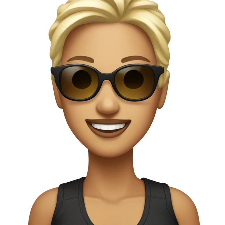 Kim smiling with sunglasses on emoji