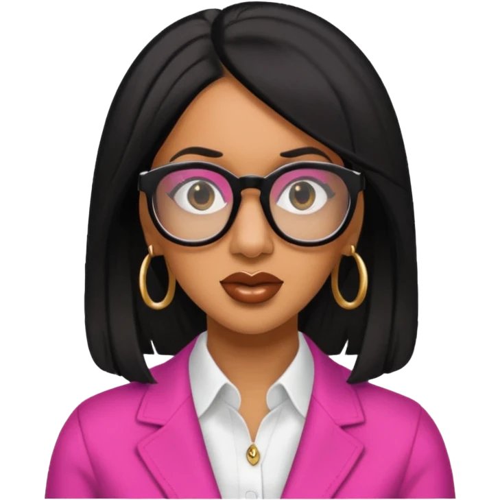 rapper Cardi B black hair wear glasses emoji