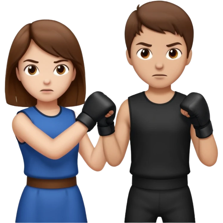 Fight girl and boy Brown hair  emoji