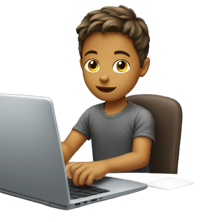 Young boy with computer emoji