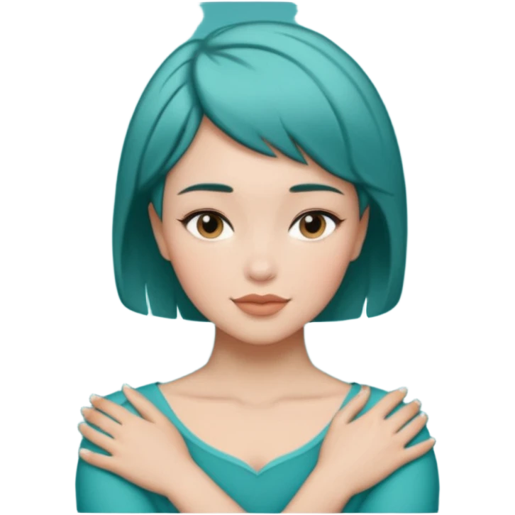 Teal hugs with Belles wording short hair emoji