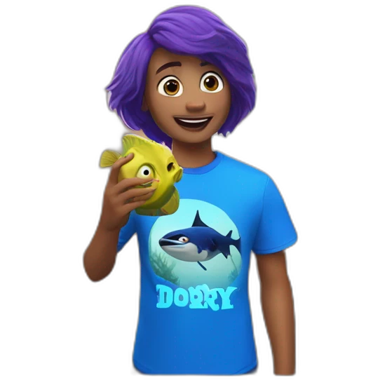 finding dory wearing fortnite t shirt emoji
