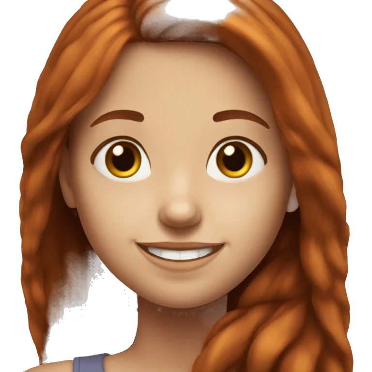 Realistic smiling girl with long auburn hair emoji