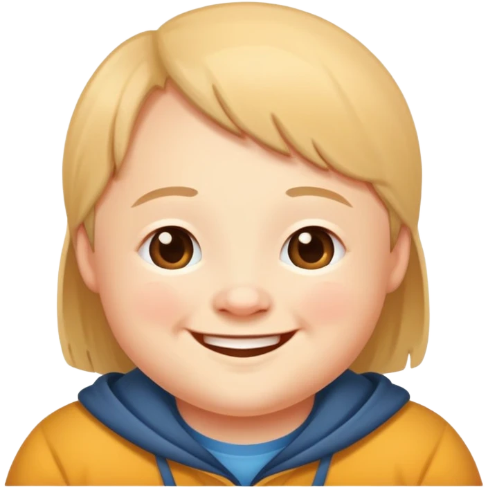 A friendly person with Down syndrome smiling emoji