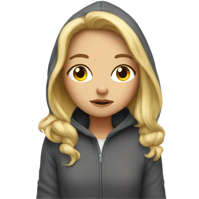 Blonde tired girl in hoodie  emoji