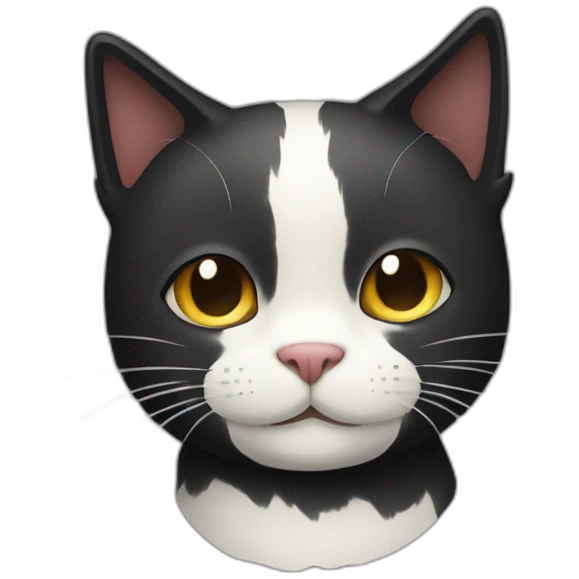 black cat white spot neck smiling] emoji