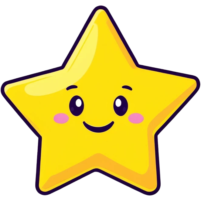 3D golden star with extra glitter and sparkle, smiling face, cartoon icon style, Pixar-inspired lighting, pastel yellow background emoji