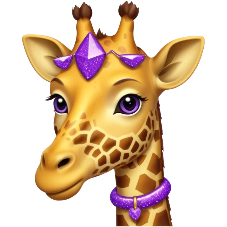 Girafa com colar roxo com glitter emoji