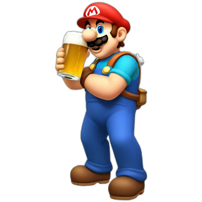Mario plumber drinking beer emoji