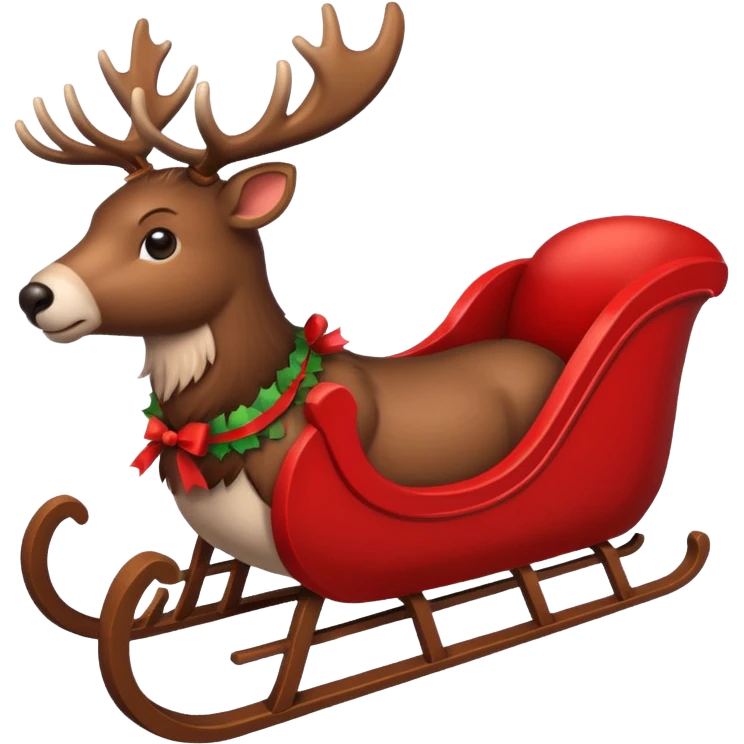 Reindeer on a sleigh with bow emoji