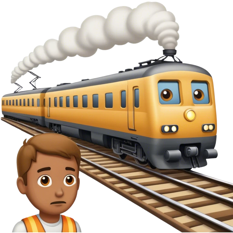 Man, looking at a train coming right towards him emoji