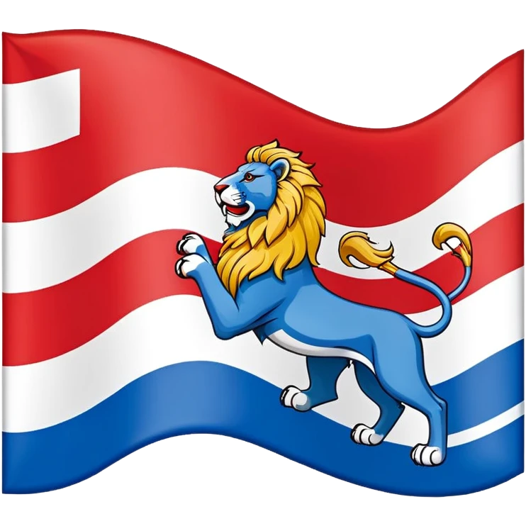 Flag of North Holland with red and blue stripes and white lions emoji