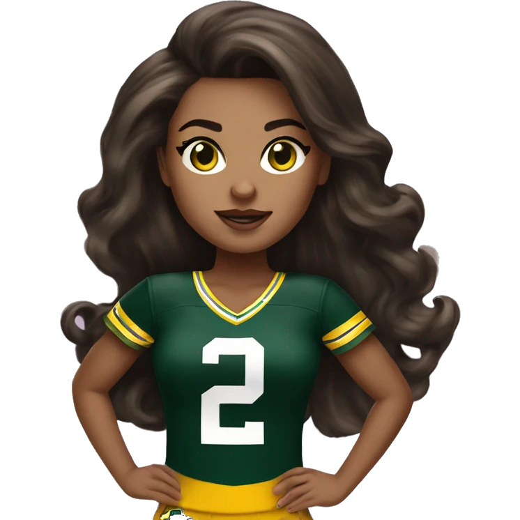 nfl glamourous cheerleader, brunette hair, Green Bay packer  emoji