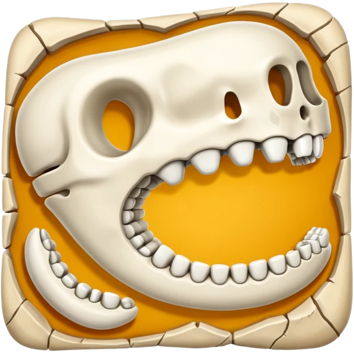 Detached jawbone lying cracked on the ground. emoji