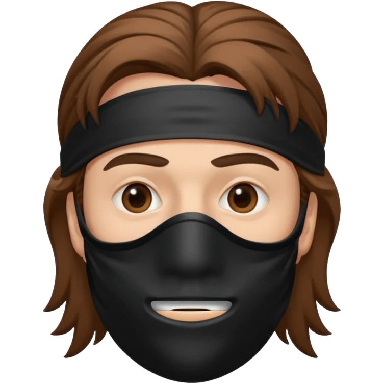 A guy with a brown mullet and a black mask over his mouth and nose emoji