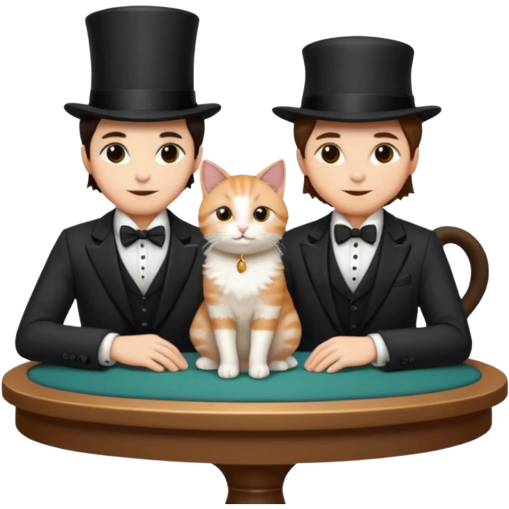 magician couple and their pet cat emoji
