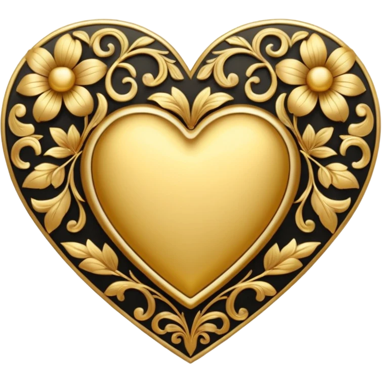 Golden heart with a floral pattern on it  emoji