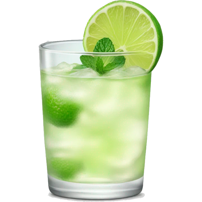 Clear spritz with lime and mint emoji