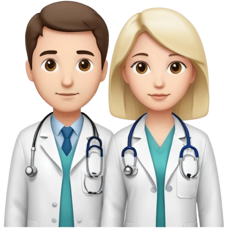 Two doctors standing side by side with stethoscopes and white coats emoji