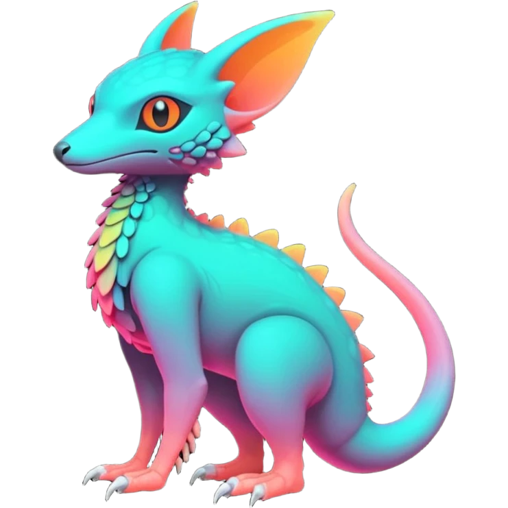 futuristic lush warm-colored neon-colored Fakémon-Trico-creature (full body) emoji