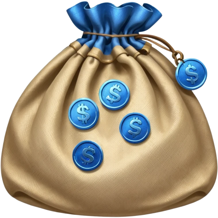blue coins inside a money bag  emoji