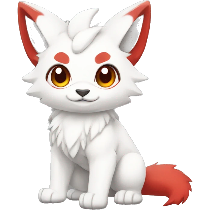 Cute cool white red animal hybrid Fakemon full body emoji