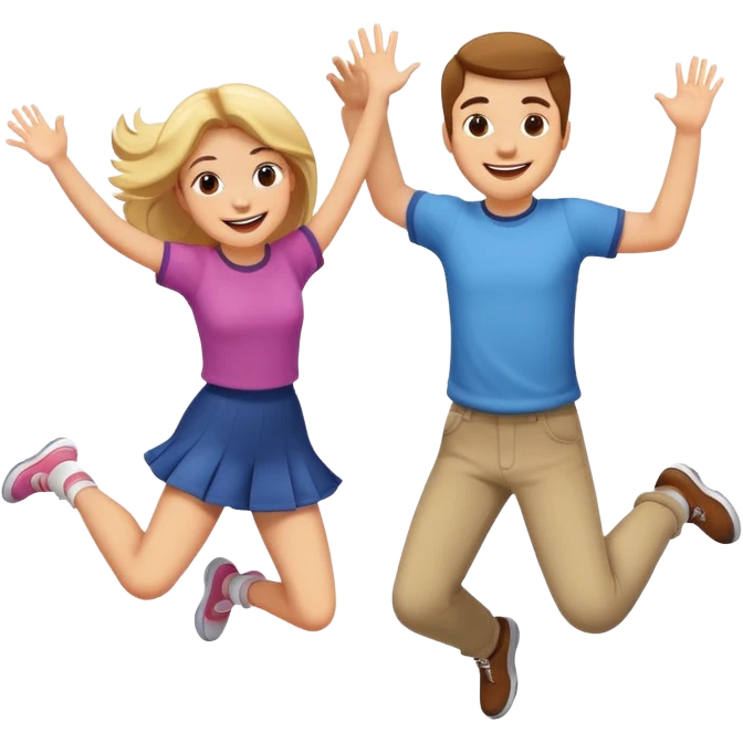 girl and guy jumping together  emoji