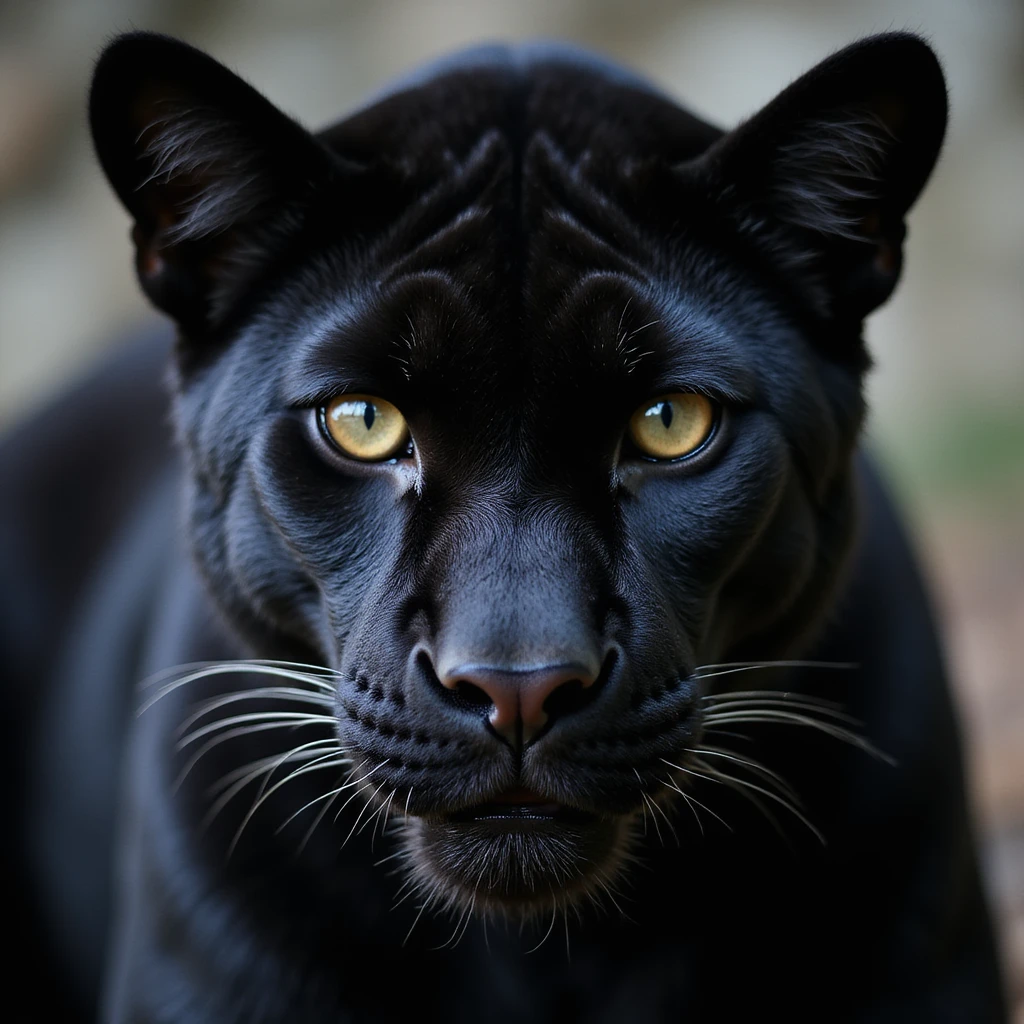 black panther, realistic style, detailed fur, intense eyes emoji