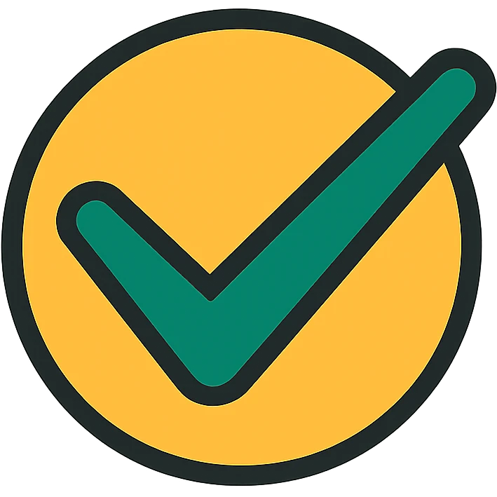Color the checkmark fully in dark green while maintaining a minimalist style, no text. emoji