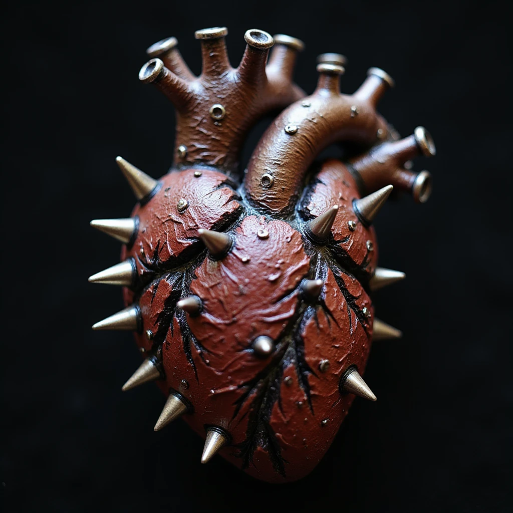 gothic heart with metallic spikes, photorealistic, ornate, dark, elegant, high detail emoji