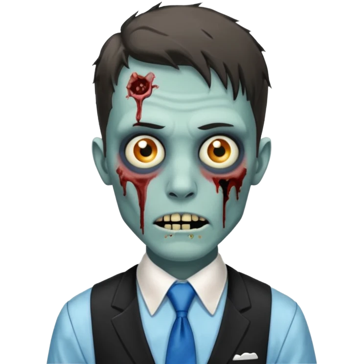 zombie zombie waiter with blue tie emoji