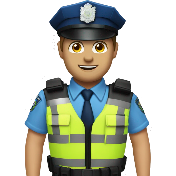 Police office with uk police gear - high vis vest emoji