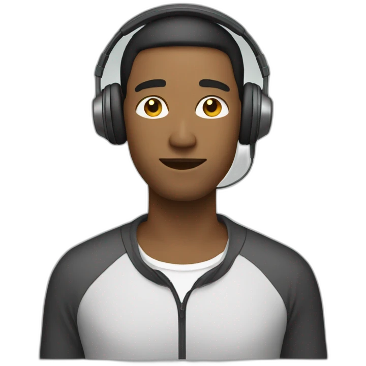 man with short straight hair and headphones emoji
